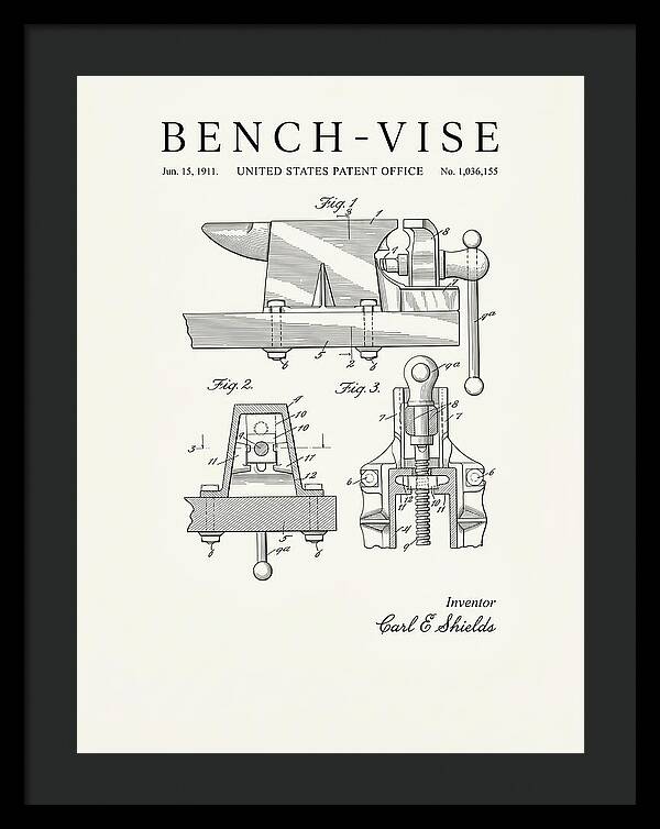 Bench Vise Minimalist Patent Us1036155a