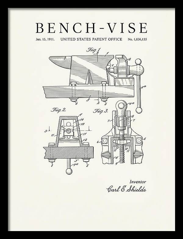 Bench Vise Minimalist Patent Us1036155a