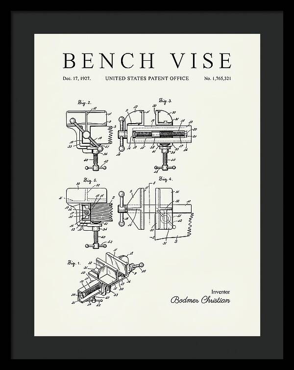 Bench Vise Minimalist Patent Us1765321a