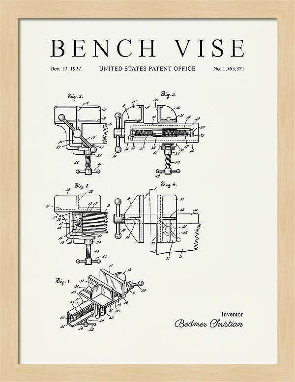 Bench Vise Minimalist Patent Us1765321a