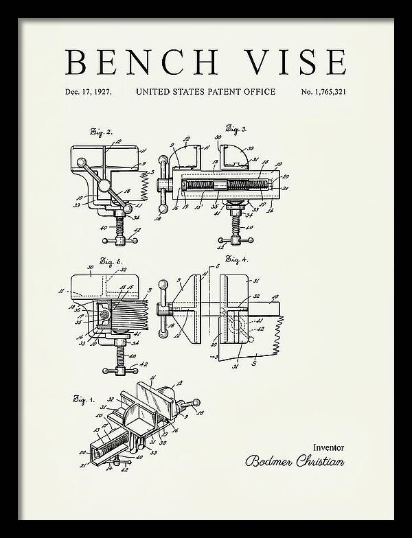 Bench Vise Minimalist Patent Us1765321a