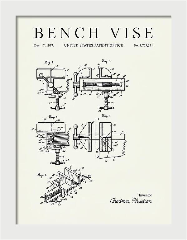 Bench Vise Minimalist Patent Us1765321a