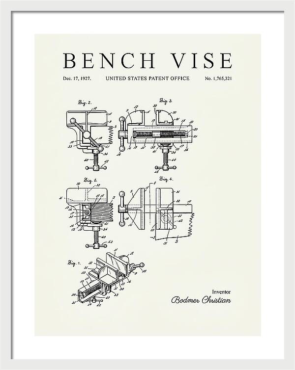 Bench Vise Minimalist Patent Us1765321a