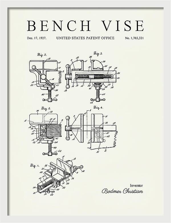 Bench Vise Minimalist Patent Us1765321a