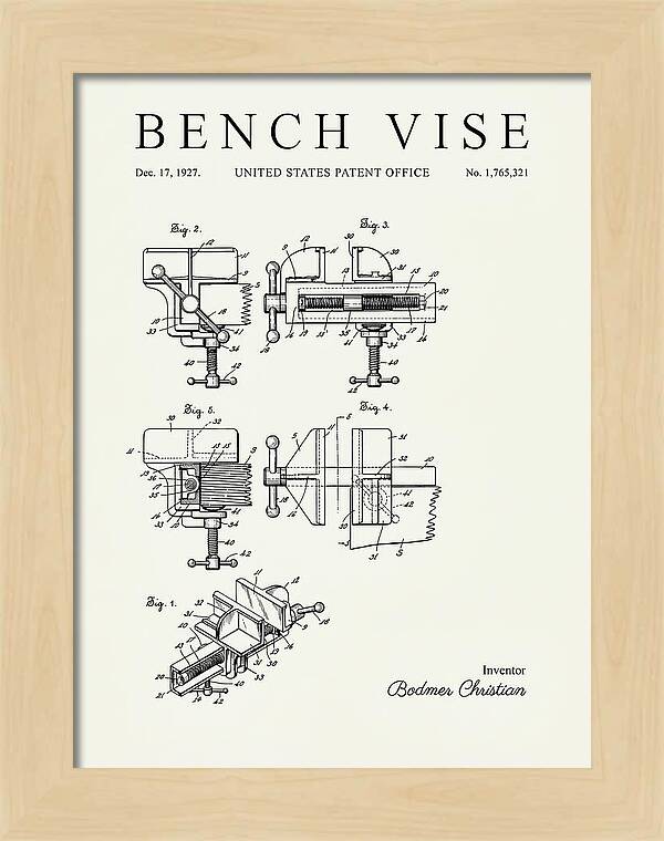 Bench Vise Minimalist Patent Us1765321a