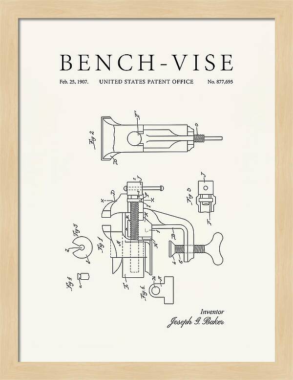 Bench Vise Minimalist Patent Us877695a