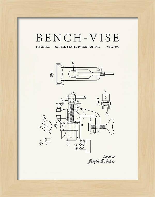 Bench Vise Minimalist Patent Us877695a