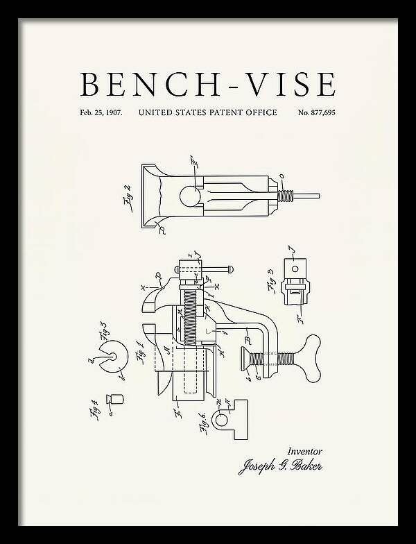 Bench Vise Minimalist Patent Us877695a