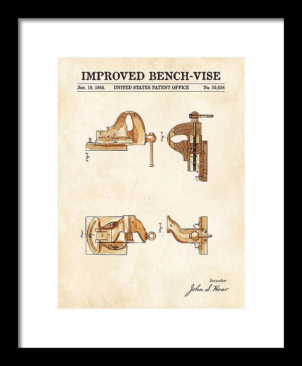 Bench Vise Watercolor Patent Us55656a