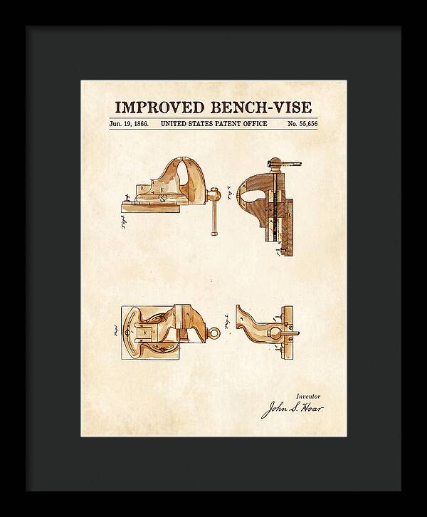 Bench Vise Watercolor Patent Us55656a