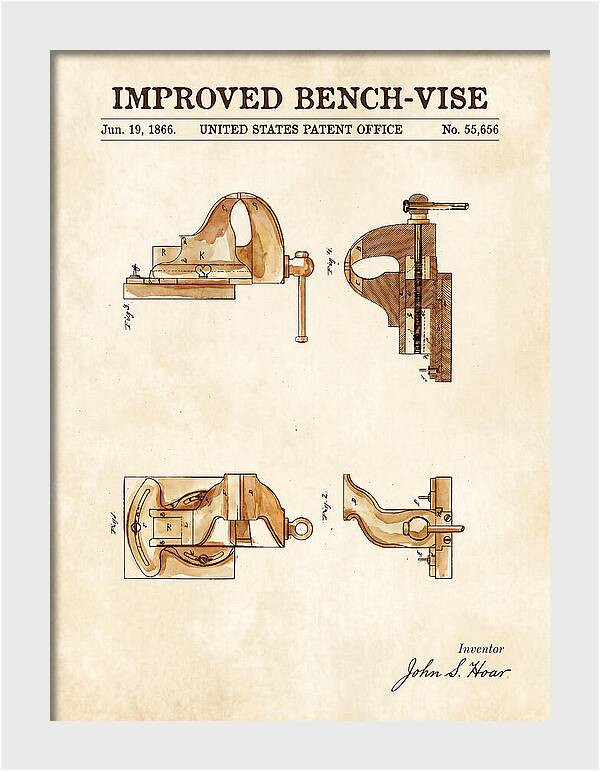 Bench Vise Watercolor Patent Us55656a