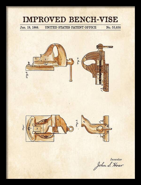 Bench Vise Watercolor Patent Us55656a