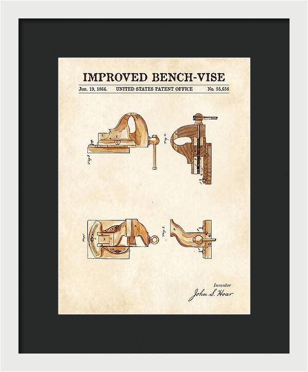 Bench Vise Watercolor Patent Us55656a