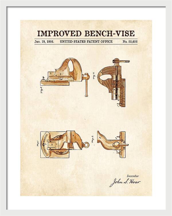 Bench Vise Watercolor Patent Us55656a