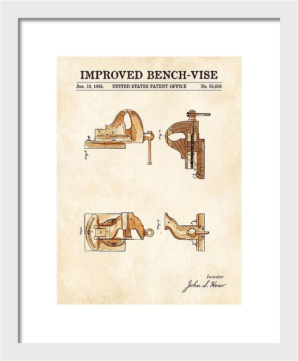 Bench Vise Watercolor Patent Us55656a