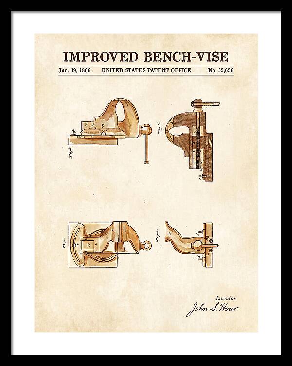 Bench Vise Watercolor Patent Us55656a