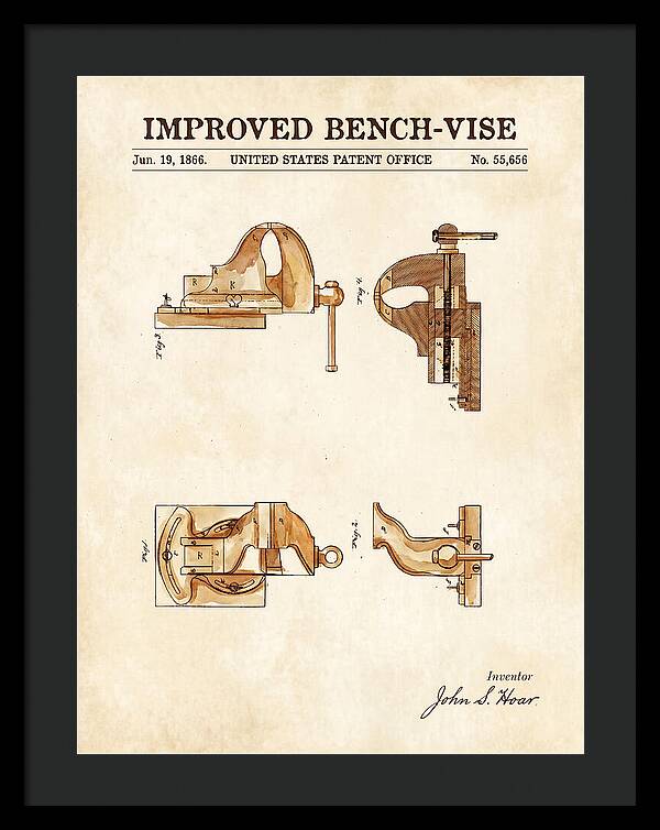 Bench Vise Watercolor Patent Us55656a