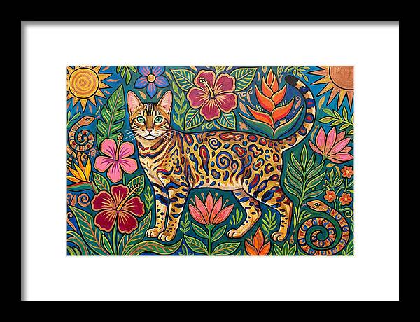Bengal Cat Among Vibrant Flora