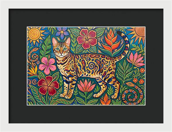Bengal Cat Among Vibrant Flora