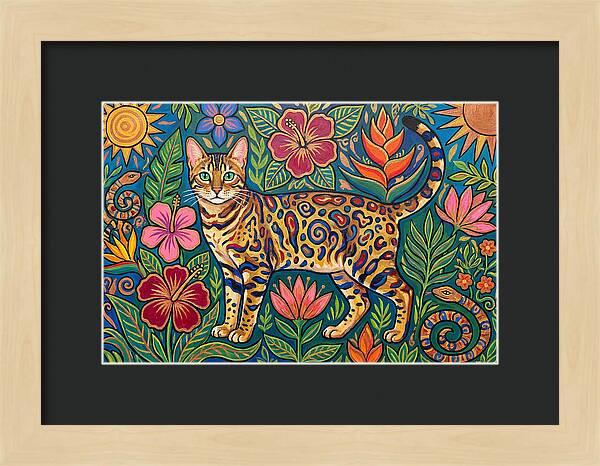 Bengal Cat Among Vibrant Flora