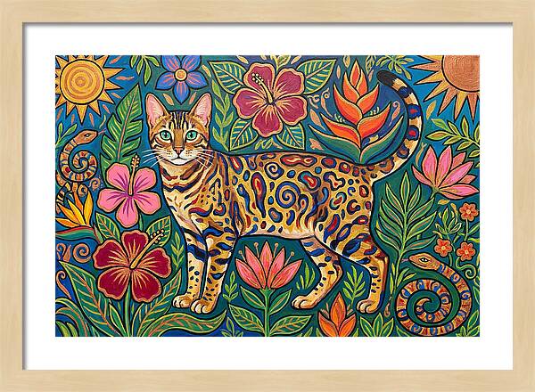 Bengal Cat Among Vibrant Flora