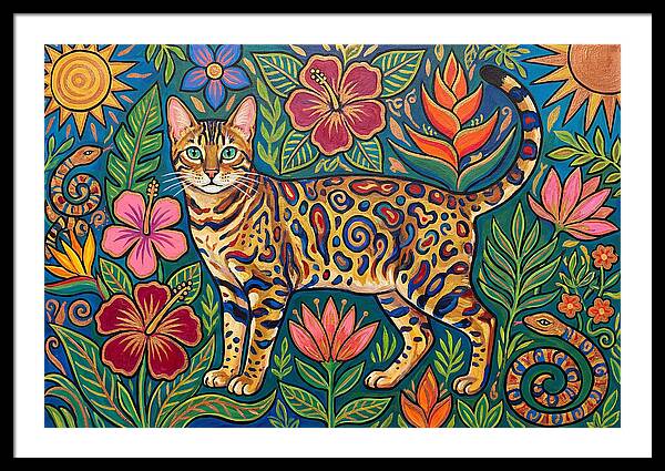Bengal Cat Among Vibrant Flora