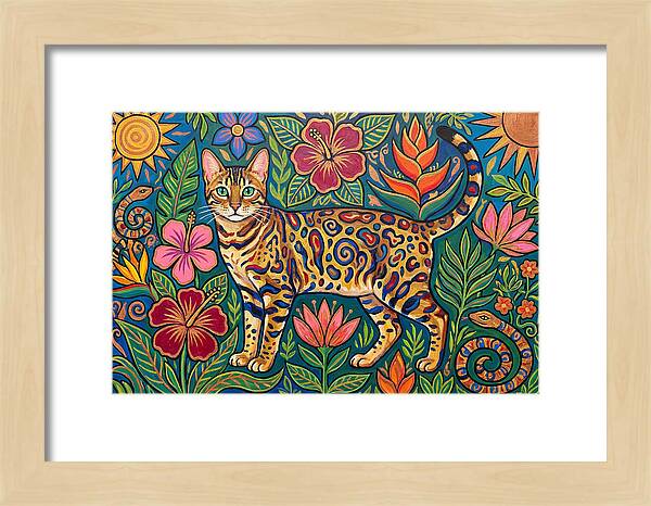 Bengal Cat Among Vibrant Flora