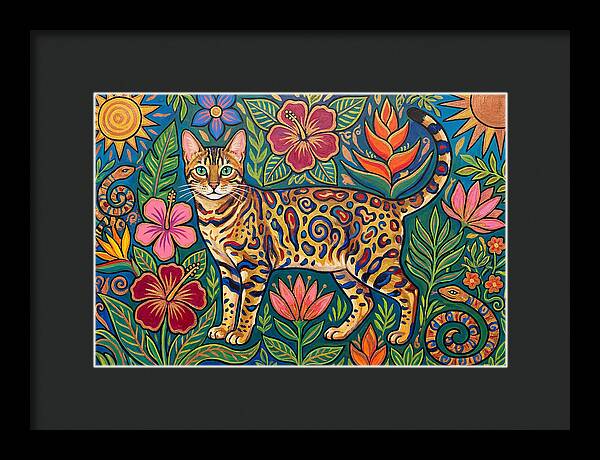Bengal Cat Among Vibrant Flora