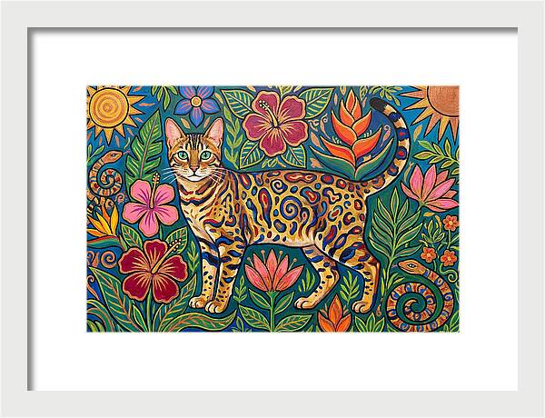 Bengal Cat Among Vibrant Flora