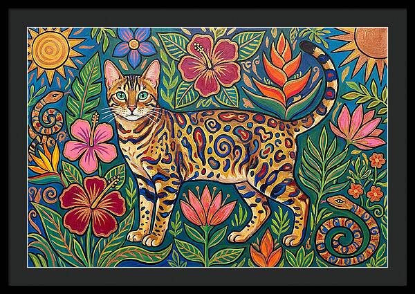 Bengal Cat Among Vibrant Flora