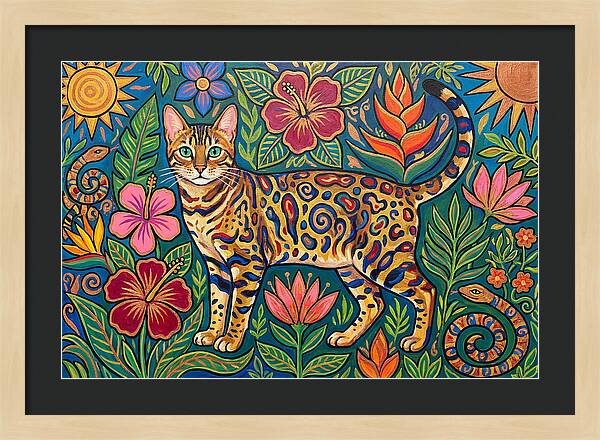 Bengal Cat Among Vibrant Flora