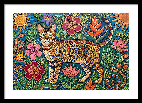 Bengal Cat Among Vibrant Flora
