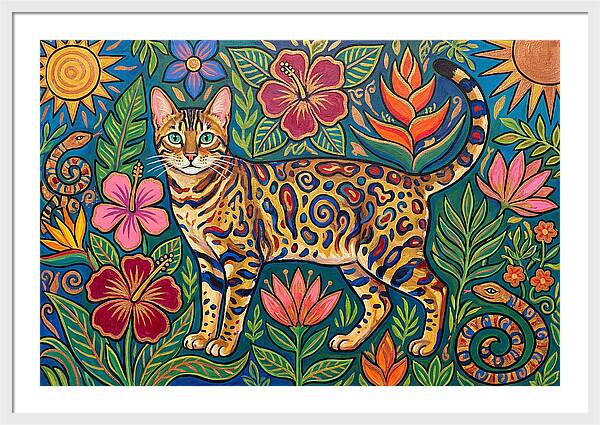 Bengal Cat Among Vibrant Flora