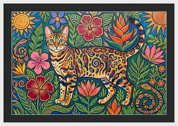 Bengal Cat Among Vibrant Flora