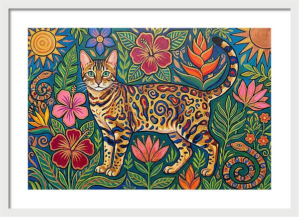 Bengal Cat Among Vibrant Flora