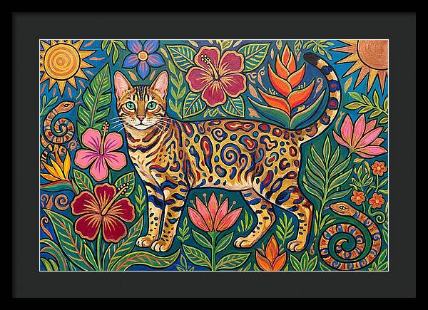 Bengal Cat Among Vibrant Flora