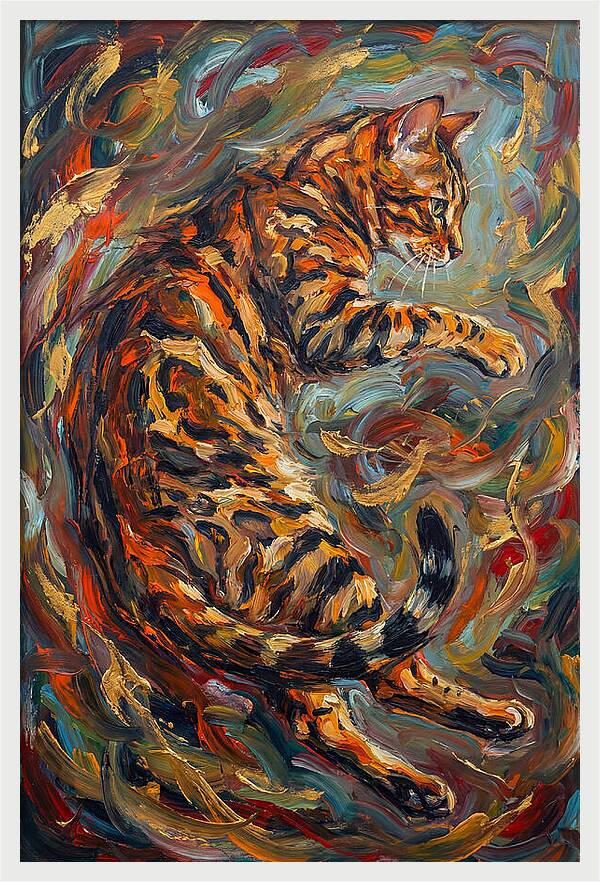 Bengal Cat In Expressionist Style
