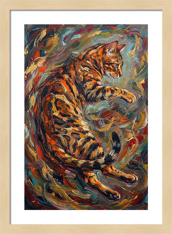 Bengal Cat In Expressionist Style
