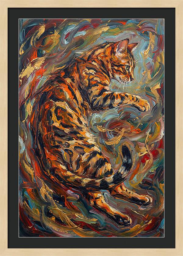 Bengal Cat In Expressionist Style