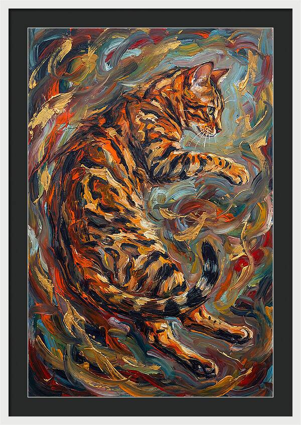 Bengal Cat In Expressionist Style