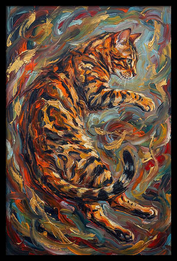 Bengal Cat In Expressionist Style