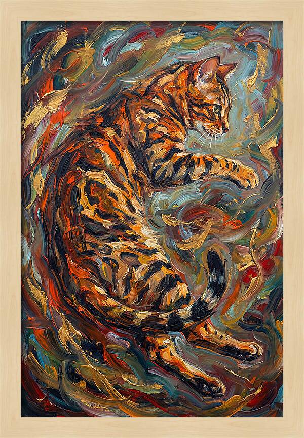 Bengal Cat In Expressionist Style