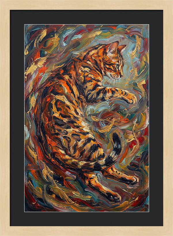 Bengal Cat In Expressionist Style