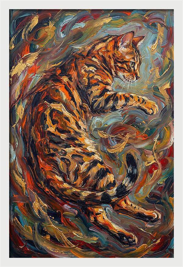Bengal Cat In Expressionist Style