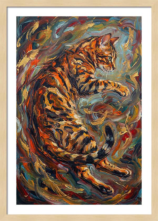 Bengal Cat In Expressionist Style