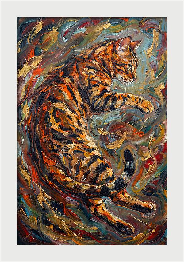 Bengal Cat In Expressionist Style