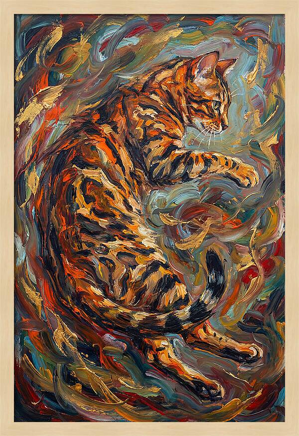 Bengal Cat In Expressionist Style