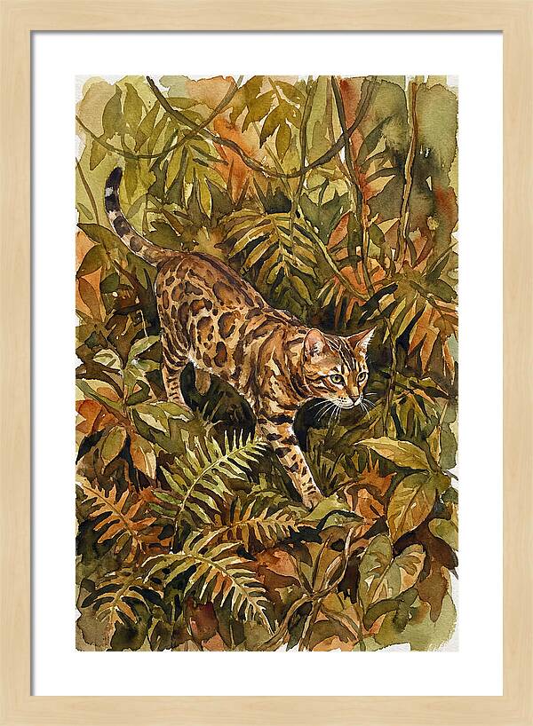 Bengal Cat In Lush Jungle