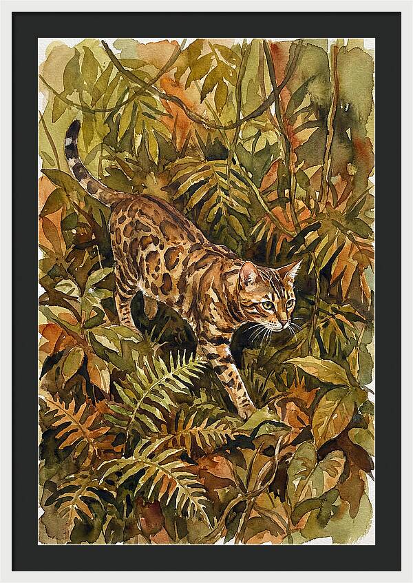 Bengal Cat In Lush Jungle