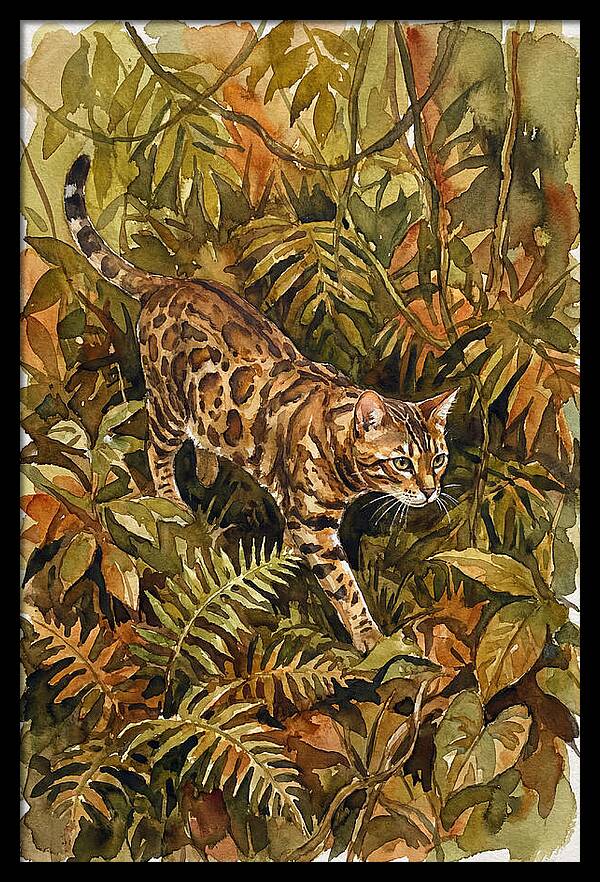 Bengal Cat In Lush Jungle